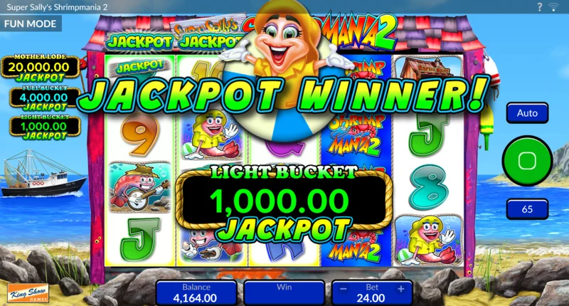 Super Sally's Shrimpmania 2 - launching a basket pick-game with a choice between baskets and free spins