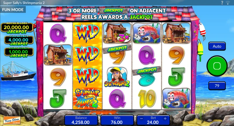 Super Sally's Shrimpmania 2 - Expanding Symbol has extended the Wild across the entire reel